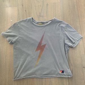 Aviator Nation gray shirt with rainbow bolt!!